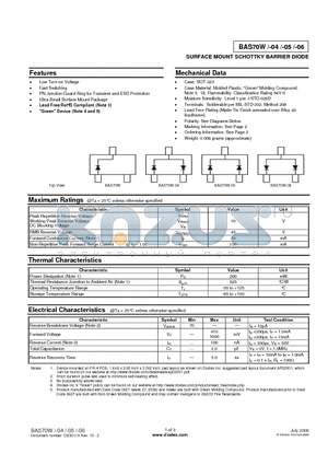 BAS70W-06-7-F datasheet - SURFACE MOUNT SCHOTTKY BARRIER DIODE