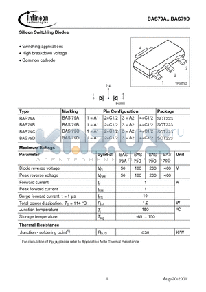 BAS79D datasheet - Silicon Switching Diodes