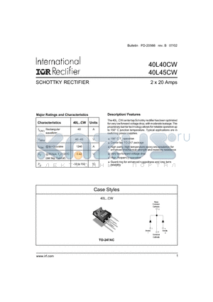 40L45CW datasheet - SCHOTTKY RECTIFIER