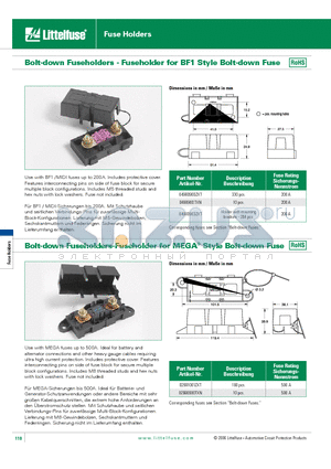 0498900.TXN datasheet - Bolt-down Fuseholders - Fuseholder for BF1 Style Bolt-down Fuse