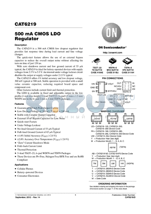 CAT6219.285TDGT3 datasheet - 500 mA CMOS LDO Regulator