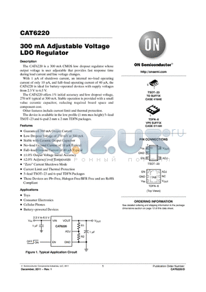 CAT6220TDI.GT3 datasheet - 300 mA Adjustable Voltage LDO Regulator