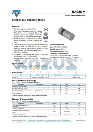 BAS86-M datasheet - Small Signal Schottky Diode