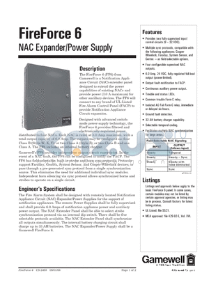 BAT-12260 datasheet - NAC Expander/Power Supply