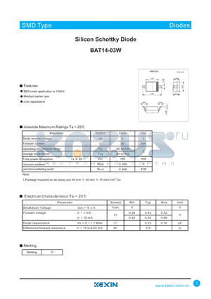 BAT14-03W datasheet - Silicon Schottky Diode