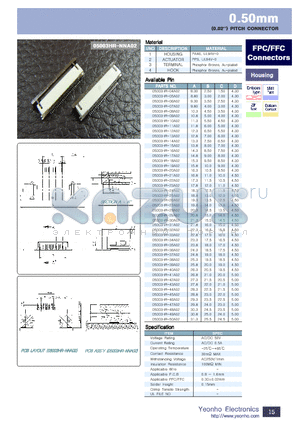 05003HR-04A02_06 datasheet - 0.50mm P1TCH CONNECTOR