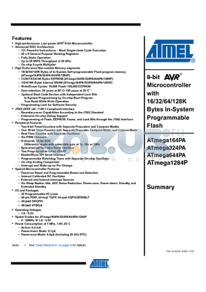 ATMEGA164PA_09 datasheet - 8-bit Microcontroller with 16/32/64/128K Bytes In-System Programmable Flash