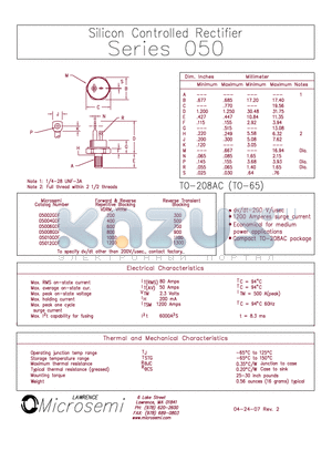 05004G0F datasheet - Silicon Controlled Rectifier