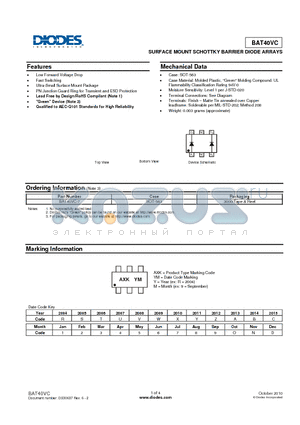 BAT40VC_10 datasheet - SURFACE MOUNT SCHOTTKY BARRIER DIODE ARRAYS