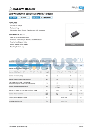 BAT42W datasheet - SURFACE MOUNT SCHOTTKY BARRIER DIODES