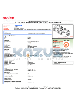 410P601 datasheet - Mini-Change^ MPIS, 3 Pole Female, 6 Ports, with 9 Pole Male Connector, with LEDs