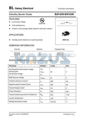 BAT42W datasheet - Schottky Barrier Diode