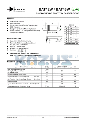 BAT42W-T1 datasheet - SURFACE MOUNT SCHOTTKY BARRIER DIODE