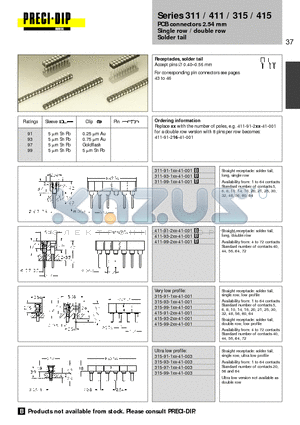 411-91-216-41-001 datasheet - PCB connectors 2.54 mm Single row / double row Solder tail