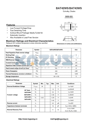 BAT42WS datasheet - Schottky Diodes