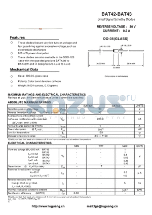 BAT43 datasheet - Small Signal Schottky Diodes