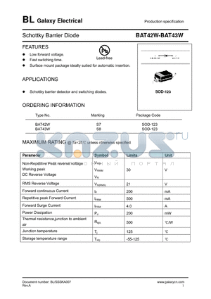 BAT43W datasheet - Schottky Barrier Diode