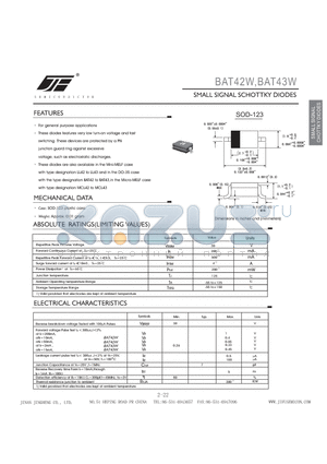 BAT43W datasheet - SMALL SIGNAL SCHOTTKY DIODES