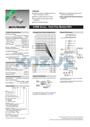 4114R-2-152D datasheet - Thick Film Molded DIPs