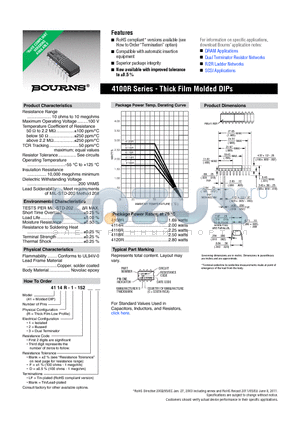 4116R-001-750 datasheet - 4100R Series - Thick Film Molded DIPs