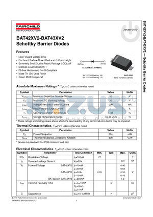 BAT43XV2 datasheet - Schottky Barrier Diodes