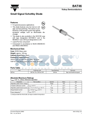 BAT46 datasheet - Small Signal Schottky Diode