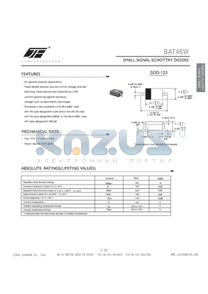 BAT46W datasheet - SMALL SIGNAL SCHOTTKY DIODES