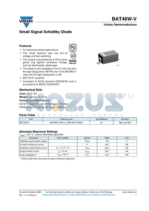 BAT46W-V_10 datasheet - Small Signal Schottky Diode