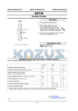 BAT48 datasheet - Schottky Diodes