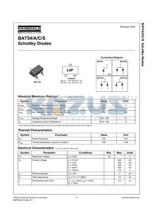 BAT54 datasheet - Schottky Diodes