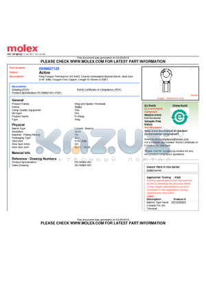 0508627125 datasheet - Ring Tongue Terminal for 2/0 AWG, Closed Uninsulated Brazed Barrel, Stud Size5/16