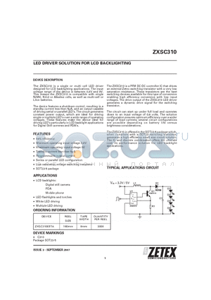 BAT54 datasheet - LED DRIVER SOLUTION FOR LCD BACKLIGHTING