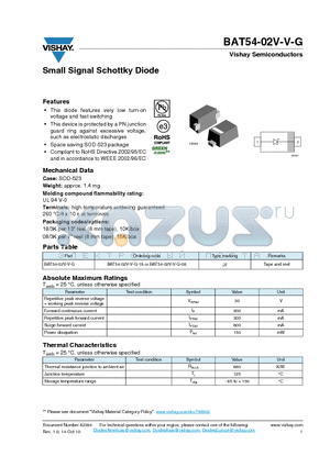 BAT54-02V-V-G datasheet - Small Signal Schottky Diode