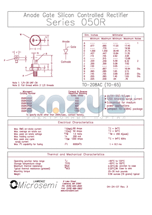 050R08G0F datasheet - Anode Gate Silicon Controlled Rectifier