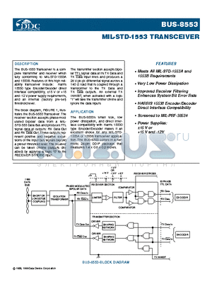 BUS-8553 datasheet - MIL-STD-1553 TRANSCEIVER