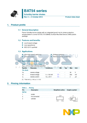 BAT54A215 datasheet - Schottky barrier diodes