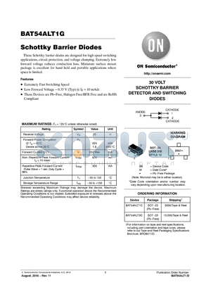 BAT54ALT1 datasheet - Schottky Barrier Diodes