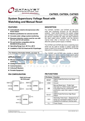 CAT823ZSDI-G datasheet - System Supervisory Voltage Reset with Watchdog and Manual Reset