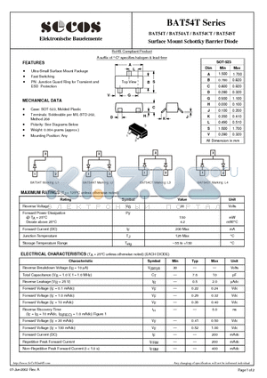 BAT54AT datasheet - Surface Mount Schottky Barrier Diode