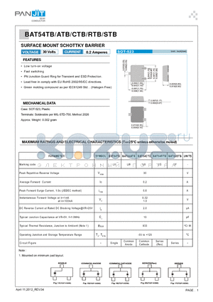 BAT54ATB datasheet - SURFACE MOUNT SCHOTTKY BARRIER