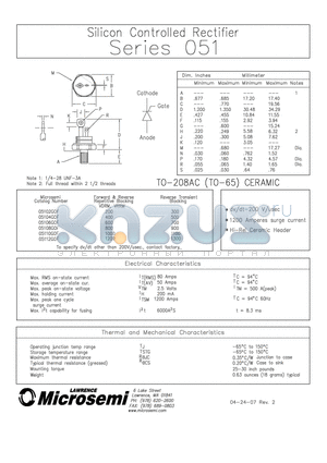 05102G0F datasheet - Silicon Controlled Rectifier
