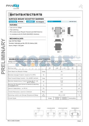 BAT54ATB datasheet - SURFACE MOUNT SCHOTTKY BARRIER