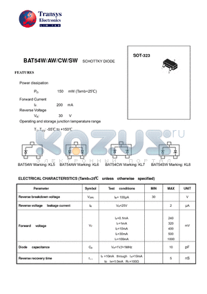 BAT54AW datasheet - SCHOTTKY DIODE