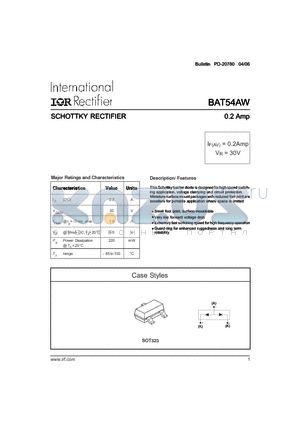 BAT54AW datasheet - SCHOTTKY RECTIFIER 0.2 Amp