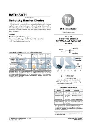 BAT54AWT1 datasheet - Schottky Barrier Diodes