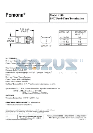 4119 datasheet - BNC Feed-Thru Termination