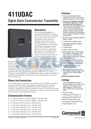 411RK datasheet - Digital Alarm Communicator Transmitter