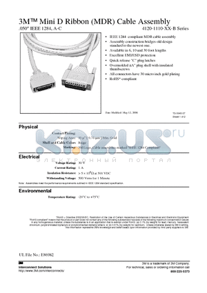 4120-1110-10-B datasheet - Mini D Ribbon (MDR) Cable Assembly
