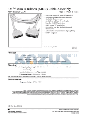 4120-1110-30-B datasheet - Mini D Ribbon (MDR) Cable Assembly