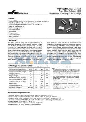 41206ESDA-TR1 datasheet - The best ESD protection for high frequency, low voltage applications